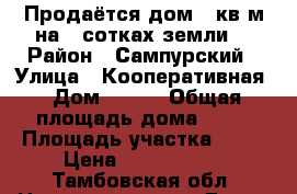 Продаётся дом 55кв.м на 30сотках земли. › Район ­ Сампурский › Улица ­ Кооперативная › Дом ­ 126 › Общая площадь дома ­ 55 › Площадь участка ­ 30 › Цена ­ 1 400 000 - Тамбовская обл. Недвижимость » Дома, коттеджи, дачи продажа   